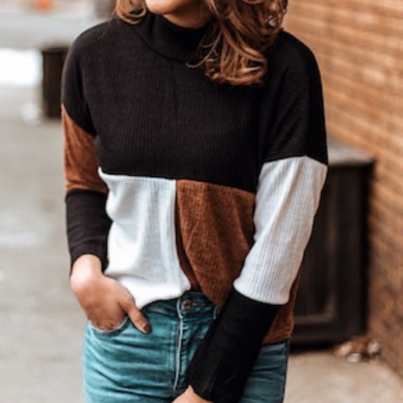 Black & Brown Color block sweater - Picture 3 of 5